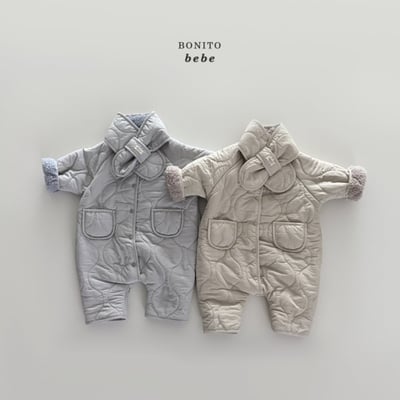 Bonito60｜(3m-18m) 絎縫刷毛連身衣含圍巾2