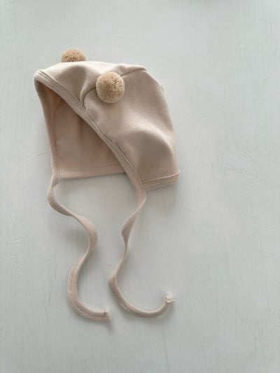 MONBEBE14｜(3m-12m) 毛球綁帶帽7