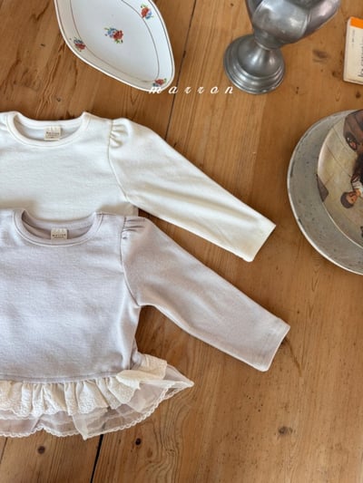 Marron 01｜(1y-6y) 公主袖蕾絲下擺上衣12