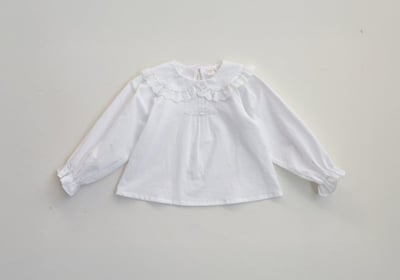 FLO17｜(75-140) 2色蕾絲滾邊荷葉襯衫24