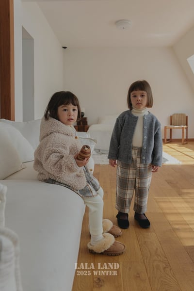 lala land57｜(75cm-120cm) 3色法蘭絨學院格紋長褲5