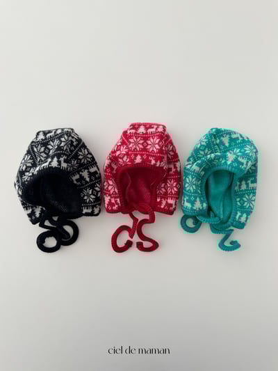 Cieldemaman07｜(3M~15M)  3色雪花麋鹿針織包屁衣含帽子2