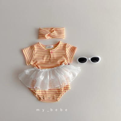 my_bebe17｜(58-72cm) 羅紋包屁衣含髮帶3