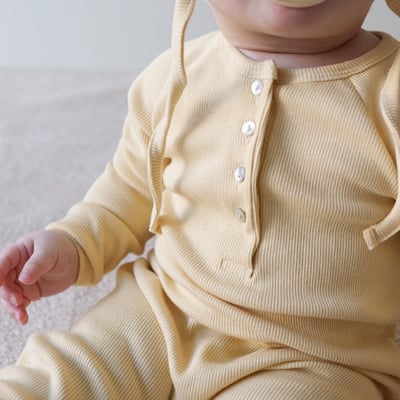 LEMONADE13｜(55cm-85cm) 4色素面排扣連身衣含帽子15