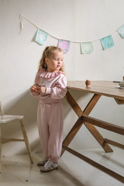 FLO29｜(75-140) 2色荷葉花瓣領縮口上衣5