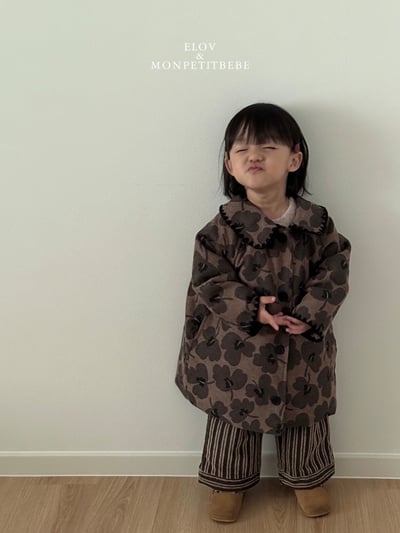 Monpetitbebe18｜(70cm-110cm) 復古花卉夾層棉大衣9