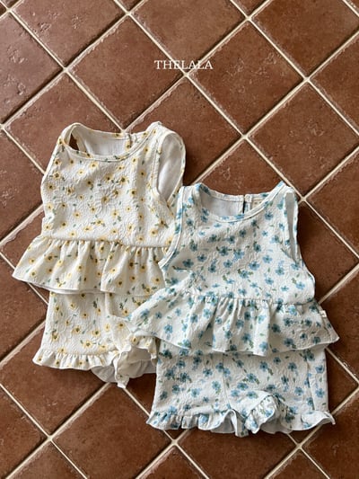 thelala33｜ (70-115) 抓皺碎花荷葉套裝10