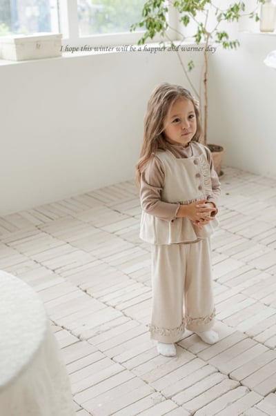 M-KIDS35｜(65-115cm) 2色磨毛荷葉微寬褲13