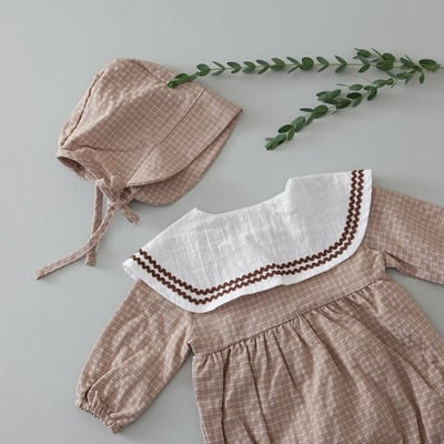 LEMONADE40｜(55cm-85cm) 2色格紋翻領包屁衣含帽子19