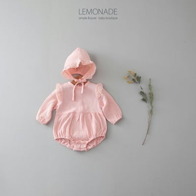 LEMONADE53｜(55cm-85cm) 2色飛袖蕾絲包屁衣含帽子21