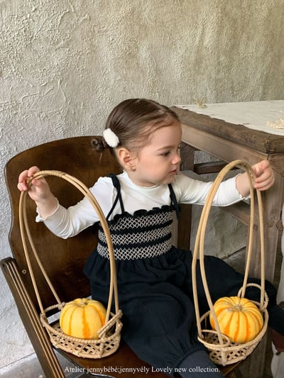 JE581｜(73-100cm) 抓皺綁帶連身褲/素面捲邊上衣20