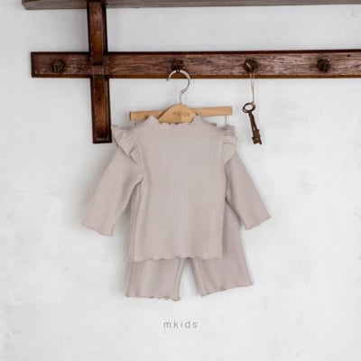 M-KIDS36｜(65-115cm) 2色磨毛荷葉捲邊套裝2