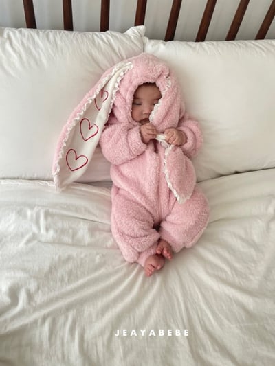 JEAYA07｜(3m-12m) 2色刷毛愛心兔耳連身衣17