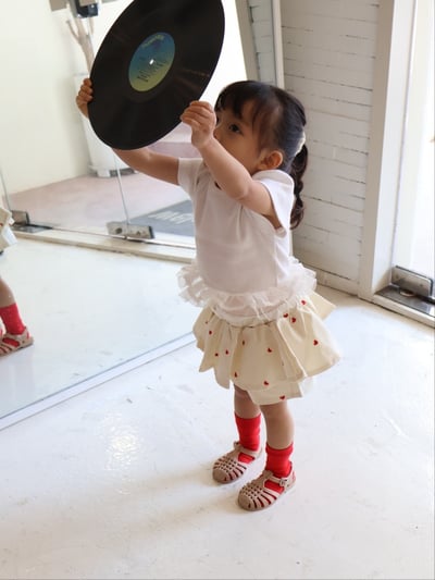 Color04｜(75-115cm) 刺繡愛心荷葉褲裙6