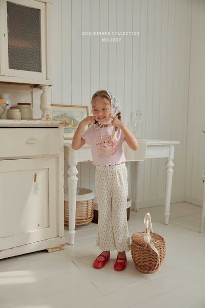 Melikey09｜(75-125cm) 碎花褶皺小喇叭褲13