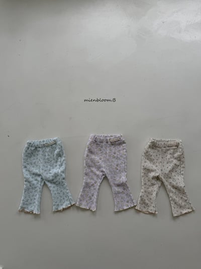 Bloom.b29｜(55cm-118cm) 碎花抓皺小喇叭褲1