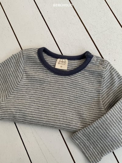 Bebe holic38｜(3m-18m) 條紋開扣上衣9