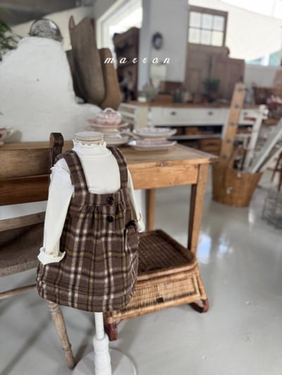 Marron 20｜(1y-6y) 學院格紋吊帶洋裝7