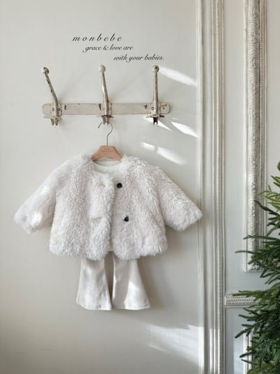 MONBEBE50｜(1y-8y-mom) 奶油厚刷毛外套7