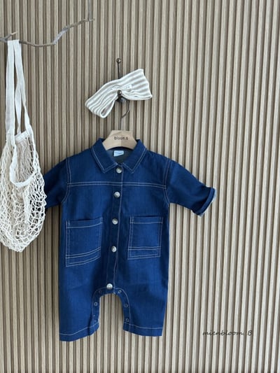 Bloom.b46｜(0m-18m) 有領牛仔連身衣6