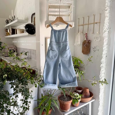 Melikey03｜(75-125cm) 愛心口袋吊帶長褲3