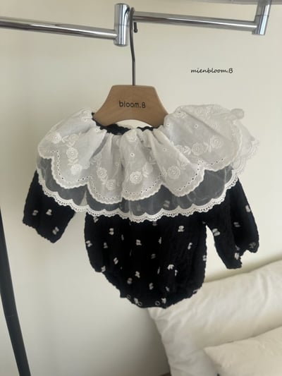 Bloom.b53｜(0m-18m) 蕾絲領印花抓皺包屁衣5