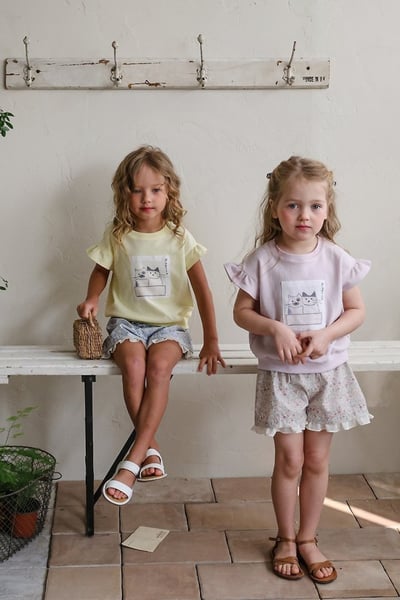 FLO32｜(75-140) 田園碎花荷葉滾邊短褲20