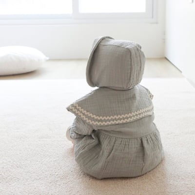 LEMONADE35｜(55cm-85cm) 2色滾邊大翻領包屁衣含帽子10