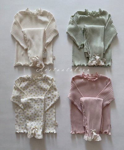 AOSTA04｜(6m-5y) 木耳邊碎花素面上衣2