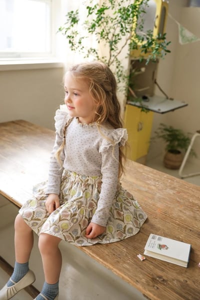 FLO40｜(75-140) 3色木耳捲邊碎花上衣5