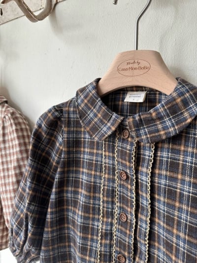 MONBEBE21｜(1y-8y) 冬季格紋滾邊襯衫2