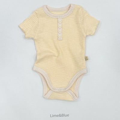 LIME&BLUE04｜(55-80cm)  素色鈕釦包屁衣6