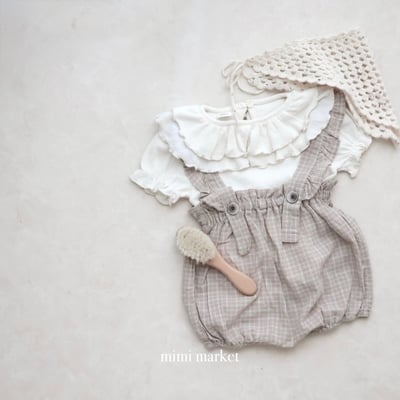 mimi market29 (75-90cm)  花邊格子吊帶褲9