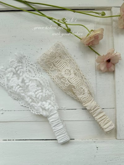 MONBEBE24｜(Free) 刺繡蕾絲髮帶7