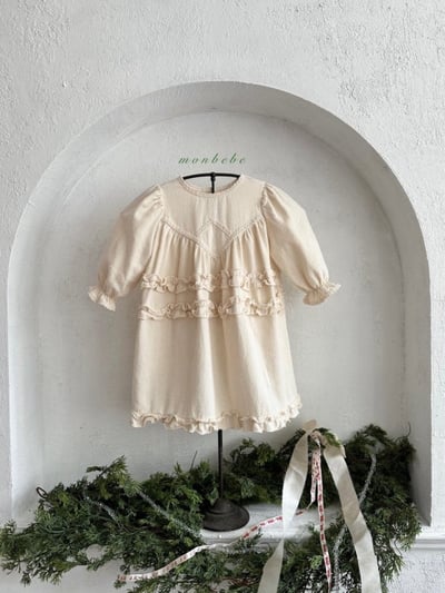 MONBEBE45｜(1y-8y) 優雅荷葉花邊洋裝2