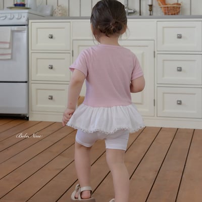 bebe nine33  (65cm-115cm) 3色素色蕾絲拼接上衣11