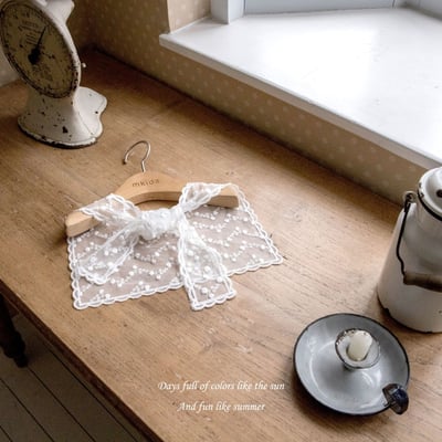 M-KIDS58｜(65-115cm) 蕾絲綁帶披肩3