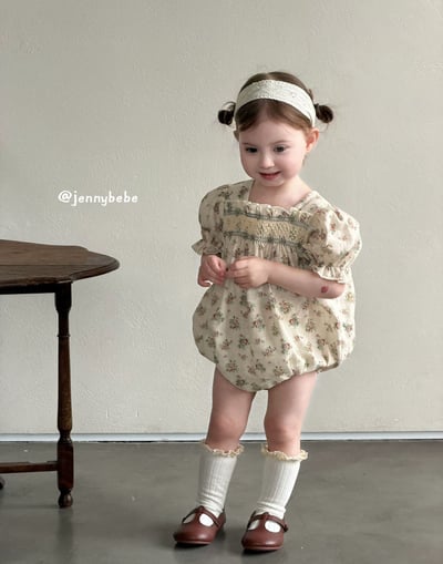 JE720｜(66-120cm) 復古碎花包屁衣/洋裝1