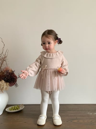 JE617｜(73cm-110cm) 翻領蝴蝶結薄紗包屁衣/羊羔毛背心19