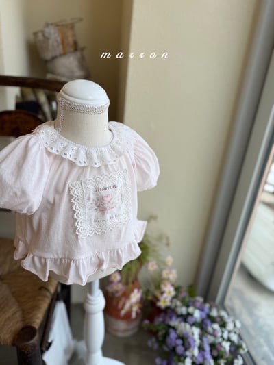 Marron45｜(1y-6y) 復古玫瑰公主袖上衣11