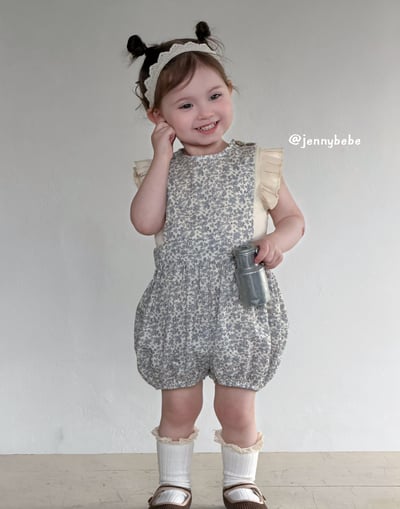 JE719｜(80-110cm) 小碎花連身短褲/荷葉背心4