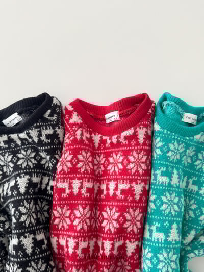 Cieldemaman07｜(3M~15M)  3色雪花麋鹿針織包屁衣含帽子3