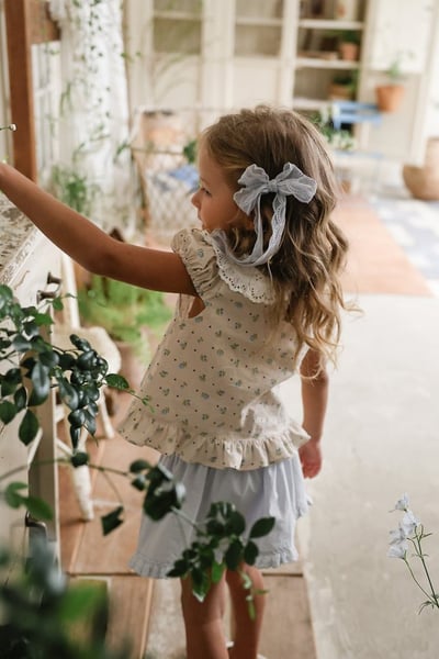 FLO39｜(75-140) 蕾絲翻領碎花公主袖上衣24