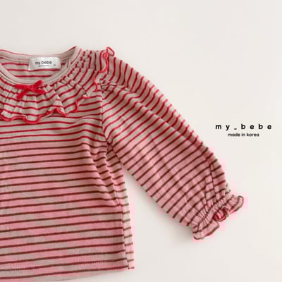 my_bebe11｜(-12m-7y) 荷葉領條紋上衣7
