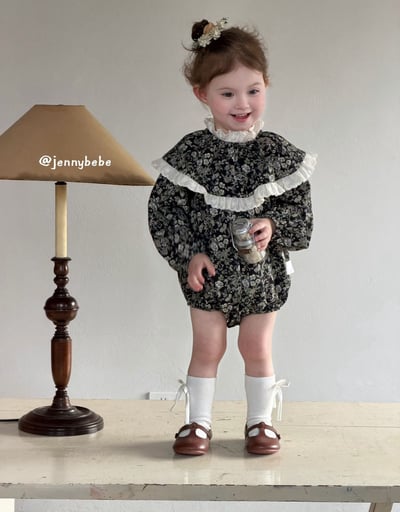 JE712｜(66-90cm) 復古碎花蕾絲花邊套裝1