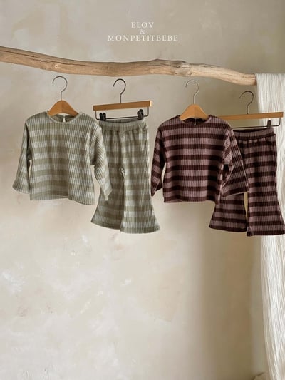 Monpetitbebe12｜(70cm-110cm) 條紋羅紋套裝1