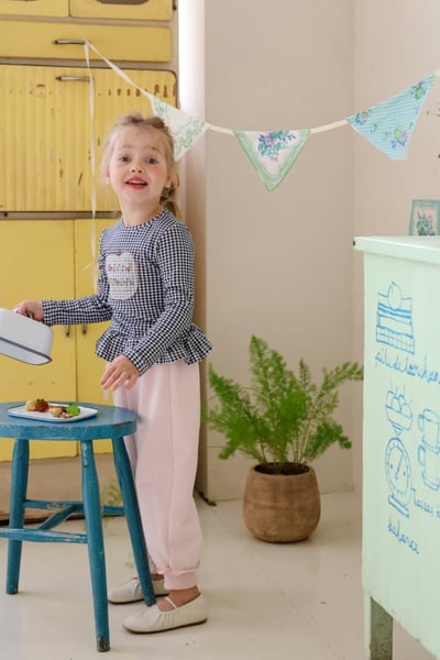 FLO30｜(75-140) 2色荷葉花瓣邊縮口長褲10