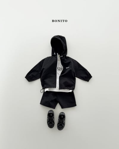 Bonito55｜(75cm-125cm) 3色刺繡字母防風帽套裝7