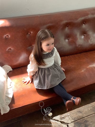 JE583｜(66-90cm) 格紋蝴蝶結綁帶包屁衣15