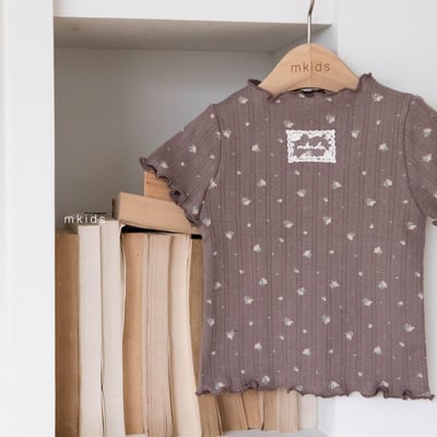 M-KIDS27｜(65-115cm) 捲邊蕾絲標上衣4